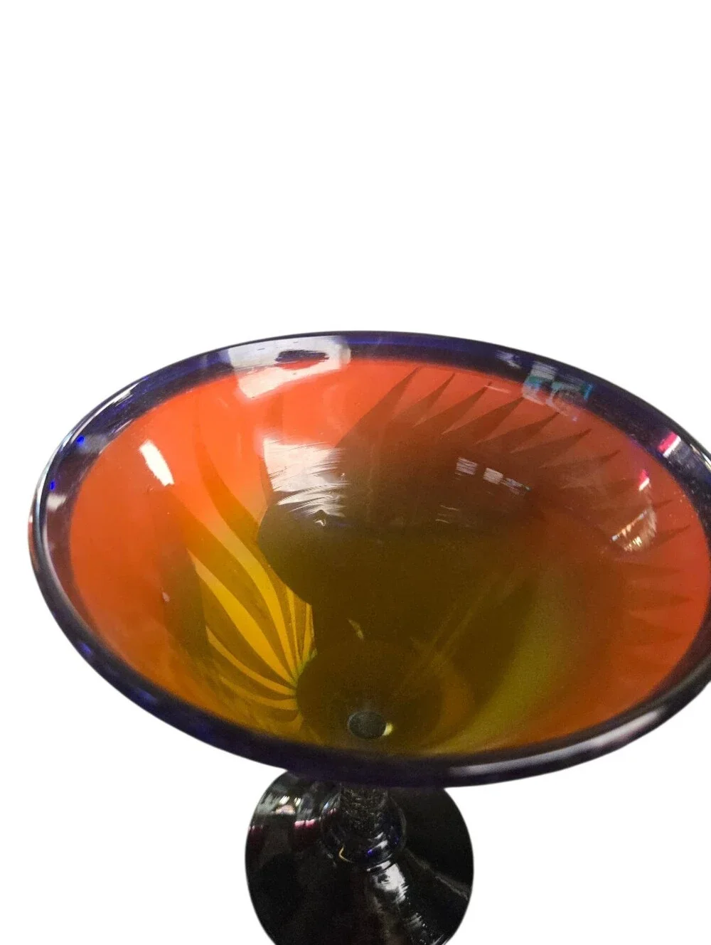 2 Hand-Painted Fish Martini Glass - Yellow & Orange